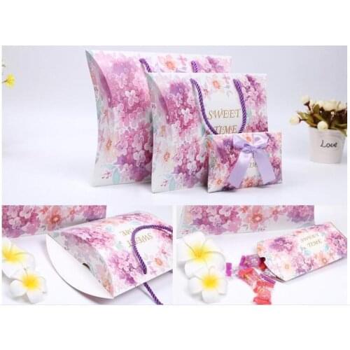Purple Pillow Shape Box, large Candy Gift Pillow Wedding Packing Box for gifts Package