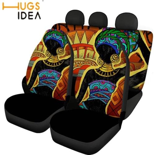 HUGSIDEA Full Set Car Seat Cover African Girl Print Dustproof Auto Front and Rear Seat Accessories Universal Fits All Season