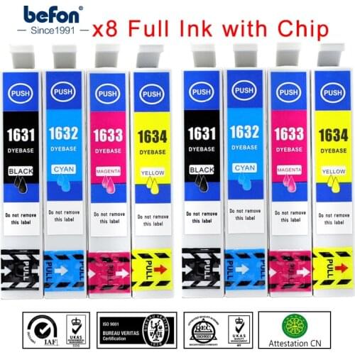 Befon 8 Pack 16XL Ink Cartridge with Chip Replacement for Epson T1631 T 1631 16XL 16 XL for WF-2010W 2510WF 2520NF 2530WF 2540WF