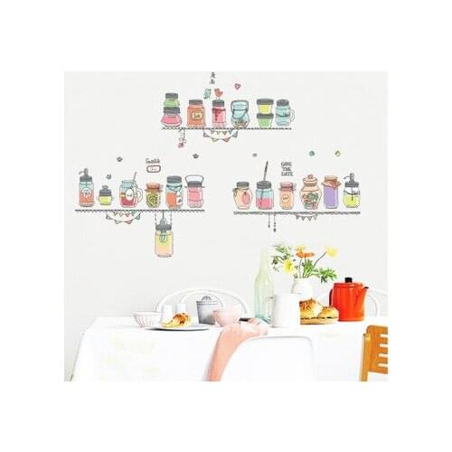 Creative Colored Bottle CanS Family Kitchen Restaurant Wall Sticker PVC Detachable Stickers Kitchen Decor Wall Accessories