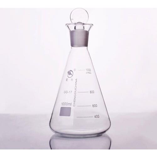 Lodine flask with ground-in glass stopper 1000ml,Erlenmeyer flask with tick mark,Lodine volumetric flask,Triangular flask