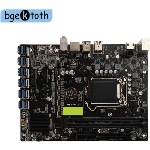 BTC Motherboard B250C BTC CPU Miner Motherboard DDR4 12 PCI-E Graphics Card Support LGA 1151 GPU Cryptocurrency Mining