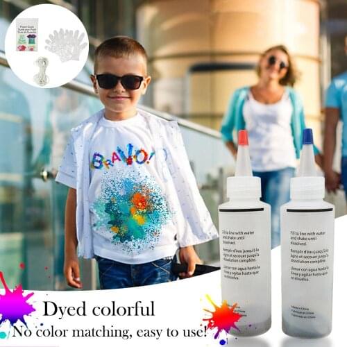 2 Colors Tie Dye DIY Kit Shirt Fabric with Rubber Bands Gloves Fashion Shoes Cap clothes dyestuff
