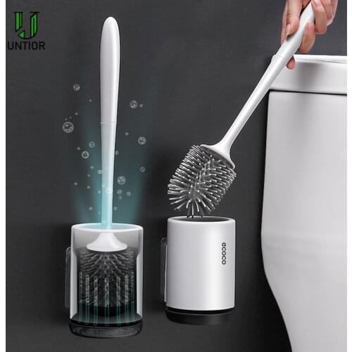 UNTIOR Floor-standing Wall-mounted Toilet Brush Set with Base Toilet Cleaning Long TPR Bathroom Brush for Toilet WC Accessories