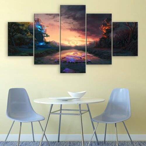 5 Pieces Wall Art Canvas Painting Artwork Game Map Printed Poster Home Modern Decor For Living Room Game Decoration Pictures