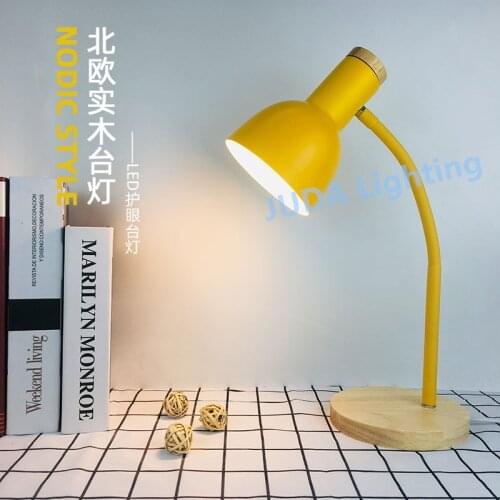 Desk Lamp Reading Light Table Lamp light Nordic Wood Reading Book Light lamp Button Switch Iron E27 Living Room wooden lamp base