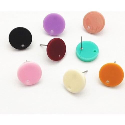 New arrival! 14mm 100pcs/lot Acrylic Coin-Shape Earrings Stud For Earrings Accessories/Earring Parts Jewelry Findings DIY