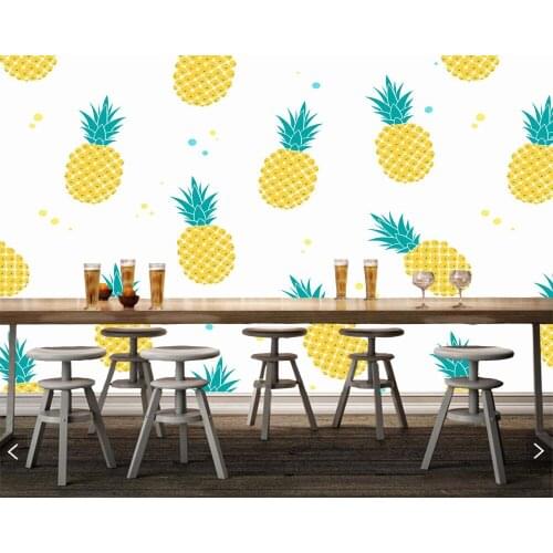 Papel de pared Pineapple pattern fruit wallpaper,living room tv wall bedroom children bedroom restaurant bar mural