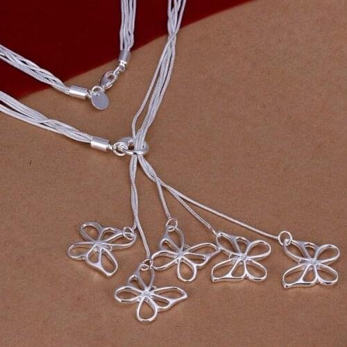 N099 925 sterling silver Necklace, 925 silver Pendant fashion jewelry Five Butterfly Necklace /amgajdna dxwampda