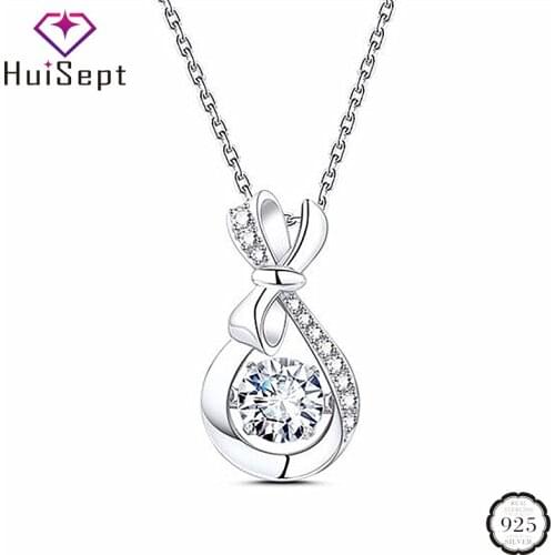 HuiSept Trendy 925 Silver Necklace with AAA Zircon Gemstone Pendant Fine Jewelry Accessories for Women Wedding Promise Wholesale