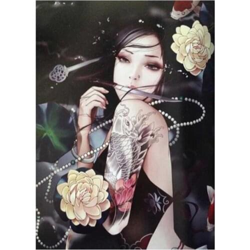 Full Square Drill 3D DIY Cool Beauty Japanese Woman Diamond Painting Cross Stitch Embroidery Mosaic Picture Wall Design FC769