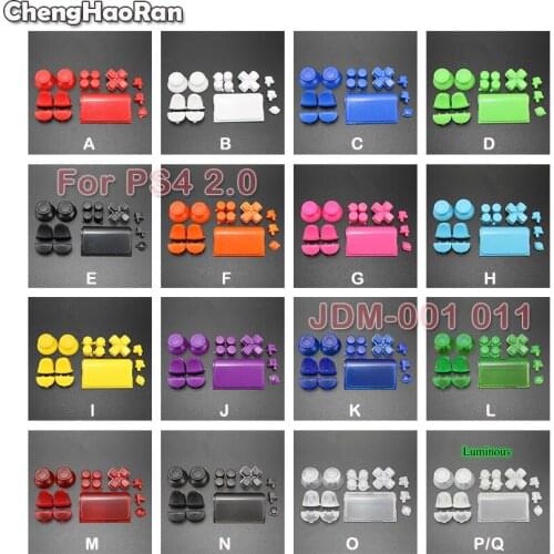ChengHaoRan Full Button Sets For Sony PlayStation Dualshock 4 PS4 2.0 JDM-001 011 Controller L1 L2 R1 R2 D-Pad Buttons Grip Caps