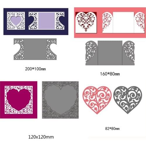 Hollow Love Heart Frames Metal Cutting Dies for DIY Scrapbook Photo Album Embossing Paper Craft Card Cut Dies Template New