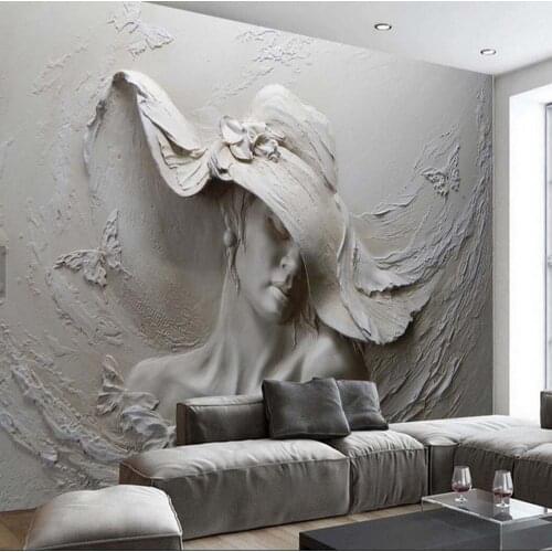 Embossed Girl Photo Wall Mural Wallpapers for Bedroom Living Room Home Wall Decor papier peint 3d Wall Papers Custom Size People