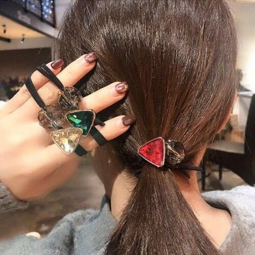 Hair Rope Womens Simple INS Korean Girl Cute Crystal Elastic Rubber Band Female Elegant Hair Ties Sweet Rhinestone Headdress
