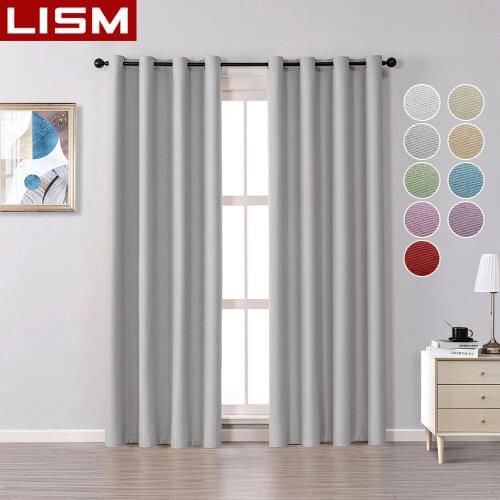 LISM Modern Blackout Curtains for Living Room Bedroom Window Treatment Solid Color Curtains Blind Finished Drape Home Decoration