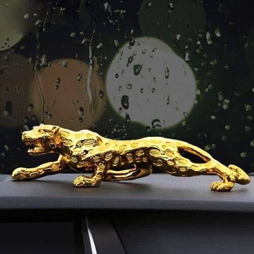 Gold Leopard Statue Resin Modern Sculpture Animal Home Decoration Domineering Leopard Figurine Car Decoration