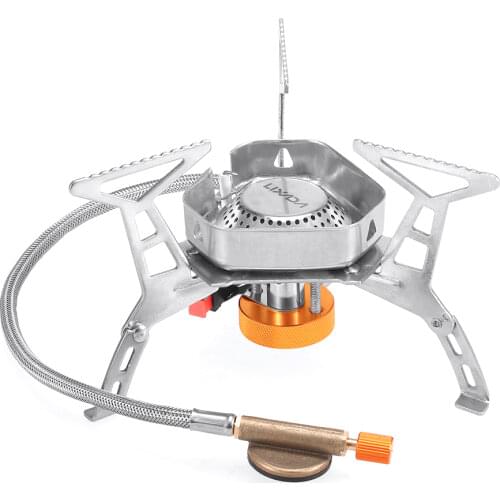 Lixada Outdoor Foldable Stove Windproof Camping Gas Stove Portable Cooking Packaging Folding Piezo Ignition Gas Stove with Box