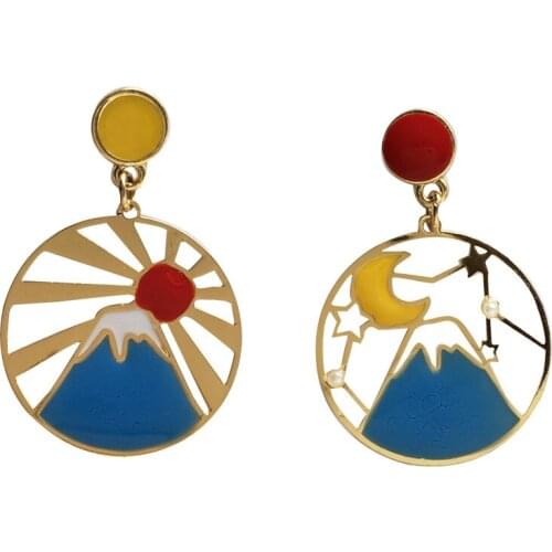Japanese Mount Fuji Earrings Funny Cute Drop Dangle Earring for Women Gift