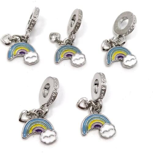 YIQIFLY free Shipping 20pcs 24mm long rainbow cloud pendant new style alloy big hole beads fit European charms bracelet DIY