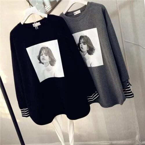 New Fashion Big Large Plus Size Casual Autumn Clothes Tops Women Long Sleeve Hoodies For Teen Girls Lady Long Hole Hoody Sweater