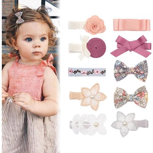 1-5pcs Cute Flower Ribbon Hair Clips Lace Pearl Floral Hairpin Korean Princess Children Snap Barrettes Girl Hair Accessories