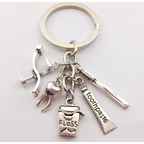 1pc Dentist Keychain Tooth Charms Do What Do You Love Love What You Do Words Keyring Jewelry Women