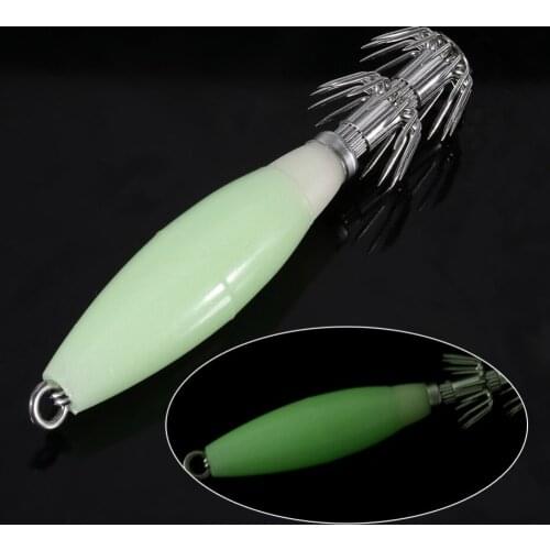 1Pcs Luminous Artificial Shrimp Fishing Bait Sea Fishing Lure Squid Jigs Umbrella Sharp Hard Hook Cuttlefish Sleeve Skirt Kit