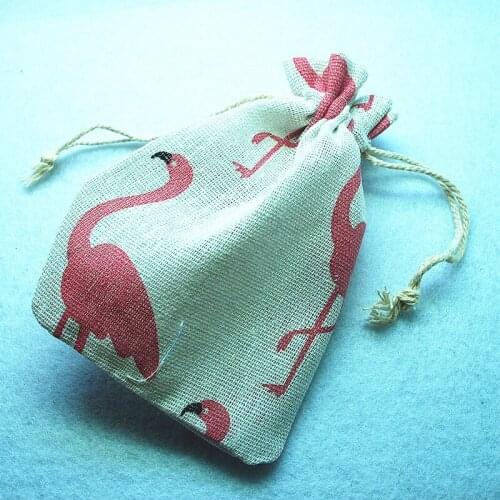 10pcs new fabric gift pouch flamingo owl north bear designs jewelry bags gift or craft collections pack 10x14mm new designs