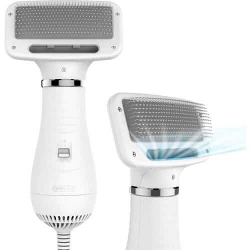 2 in 1 Portable Dog Hair Dryer Pet Grooming Hair Blower with Slicker Brush Temperature 2 Setting Low Noise for dog cat supplies