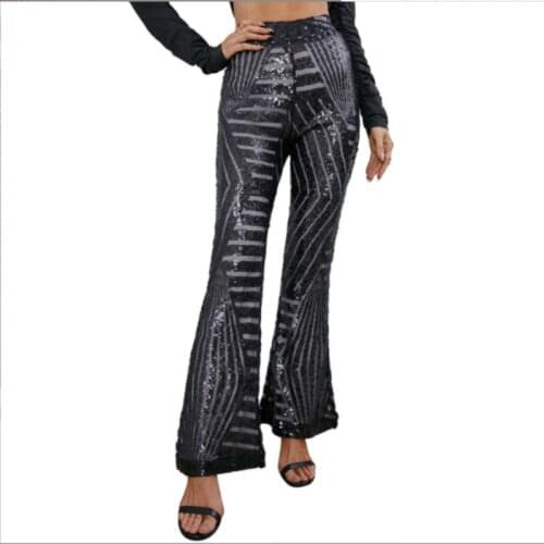 2020 summer sexy new popular women long pant sequined shiny sexy trousers for women sexy solid slim trouser capris
