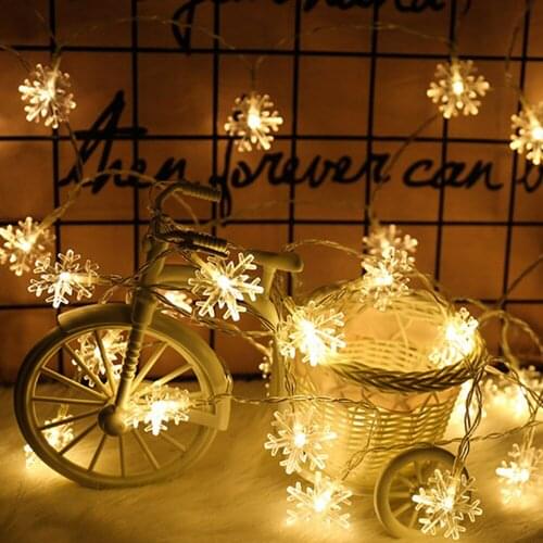 3 Meters LED Snowflake Light String Christmas Tree Decoration New Year Room Holiday Decoration Night Light With Battery Power