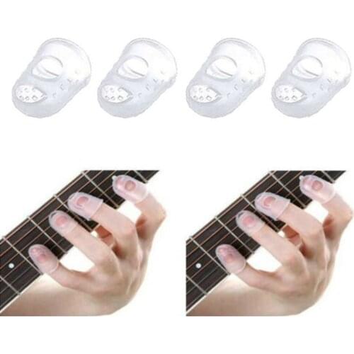 4Pcs Silicone Finger Thumb Guards Guitar Fingertip Protectors For Ukulele Guitar Banjo Mandolin S M L Transparent Stringed Parts