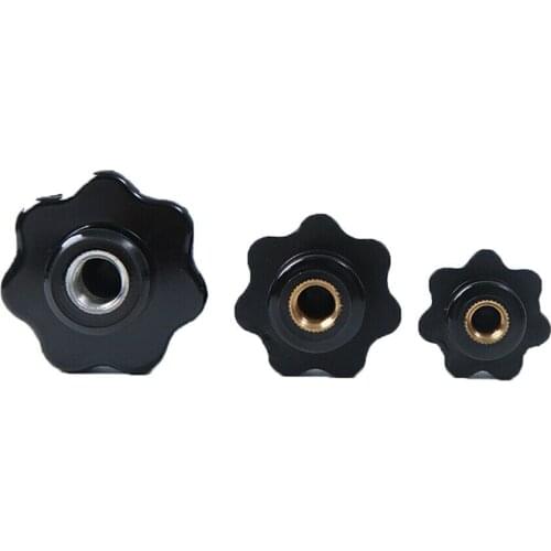 5pcs M6x25 M8x32 M10x40 M12x50 Female Thread Bakelite Hand Tighten Nuts Handle Thread Star Mechanical Black Thumb Nuts Black