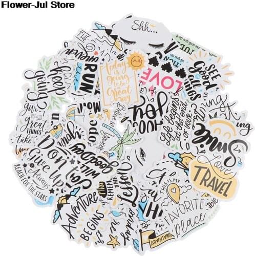 50Pcs Motivational Phrases Quotes Waterproof Stickers For Diy Laptop Skateboard Hot Sale
