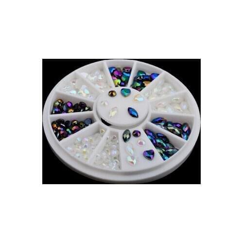 500pcs Nail Art Decorations Chameleon AB Crystal Heart Round Diamonds 3d Manicure Pedicure Nails Accessory DHL