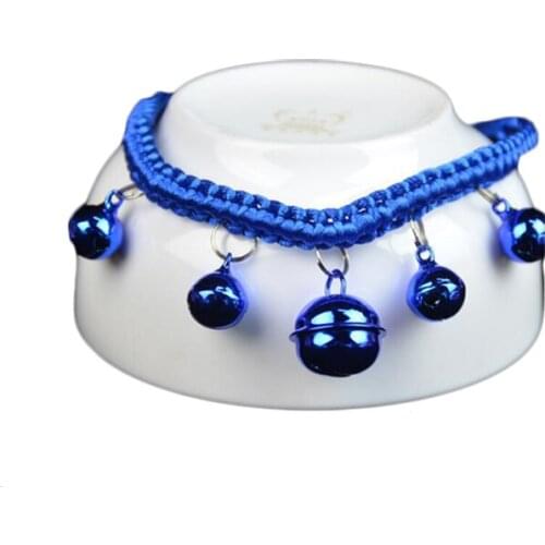 80PCS / LOT Pet Bell Collar Fashion Cat Collar Hand Woven Nylon Dog Collar Pet Cute Accessories