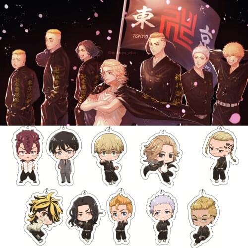 Anime Tokyo Revengers Acrylic Keychains Cute Manjiro Ken Takemichi Hinata Atsushi Chibi Figure Key Chain Fans Cosplay Jewelry