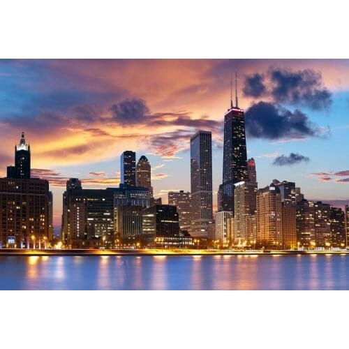 JMINE Div 5D Chicago City Skyline Full Diamond Painting cross stitch kits art High Quality Scenic 3D paint by diamonds