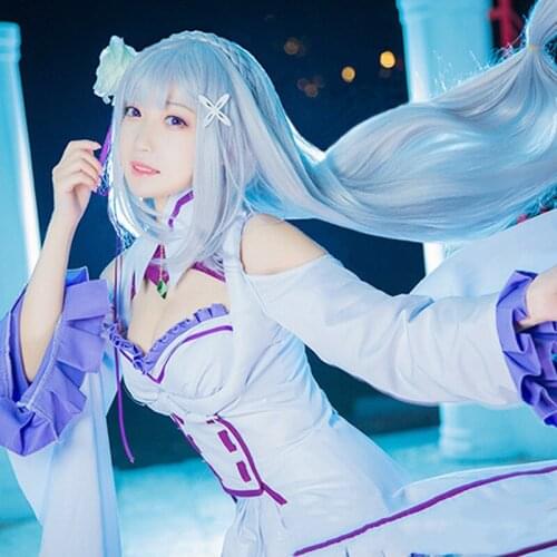 Anime Re:life In A Different World From Zerocos Emilia Cosplay Female Purple Sexy Anime Costume Full Set Of Role Playing