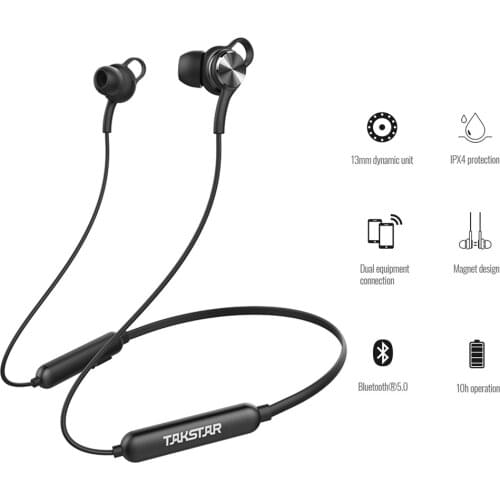 TAKSTAR AW1 In-ear Bluetooth Headphones Earphones Wireless Earbuds Built-in Microphone IPX4 Waterproof for Running Gym Jogging