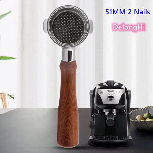 304 Stainless Steel 51mm Coffee Machine Filter Holder Bottomless Portafilter For Delonghi ECP33.21 ECP35.31 Express Barista