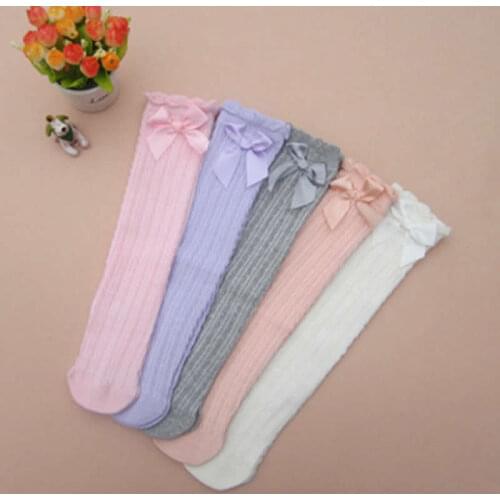 Girls Leg Warmers Cotton Korean Cute Lace Bow Knee High Baby Girl Princess Leggings girls Dance Stockings Children cloth