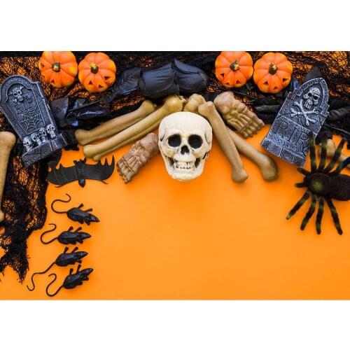 Halloween Tomb Pumpkins Skull Scary Background Photography Vinyl Cloth Backdrop for Children Baby Photo Studio PropsPhotobooth