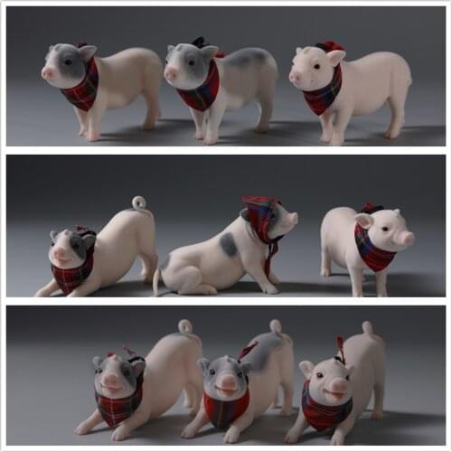 JXK 1:6 Scale The Little Pig Figure Mini Animal Model Collector GK Gift Toy Desktop Decor Small Cute Pet Pig Hand-made Doll