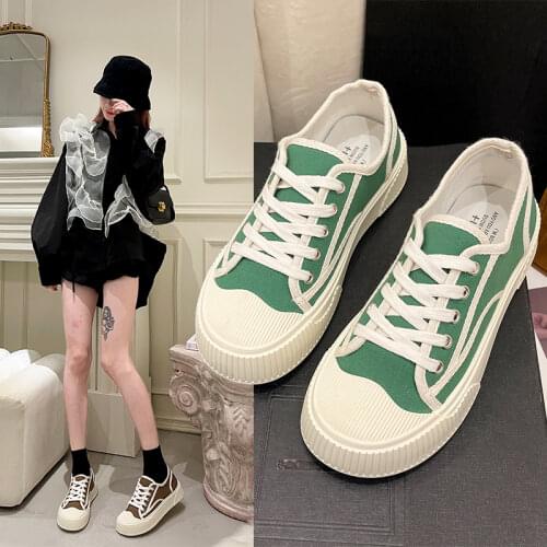 Cute Bear plaid Canvas Shoes Womens 2020 Casual Lace Up Running Sneakers Autumn Students Kawaii Brown Flat Low vulcanize shoes