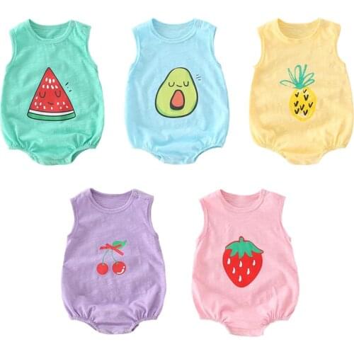 Fruit Printed Sleeveless One Piece Rompers Bodysuits for Newborn Baby Jumpsuit for Kids Girl Clothes Infants Outfits Tracksuit