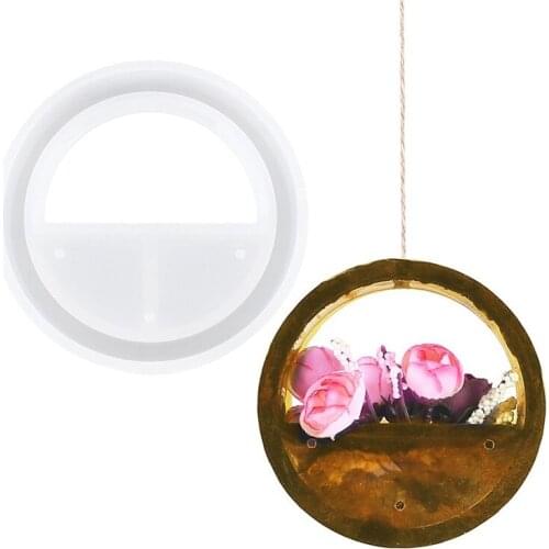 Round Concrete Silicone Mold Wall Hanging Flower Pot Molds Crystal Epoxy DIY Cement Gypsum Plant Potted Mould Home Decoration