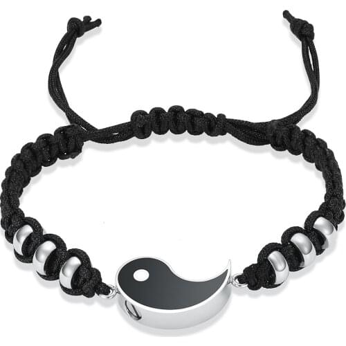 Best Commemorative Urn Bracelets for 2 Matching Yin Yang Adjustable Cord Bracelet for Best Relationship Cremation Bracelet for A