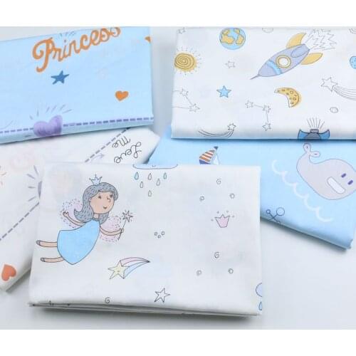 Cute Girl Cartoon Printed 100% Cotton Fabric Meters For Baby Bed Sheet Crib Bumper Cushions Blanket Sewing Cloth 50*160cm